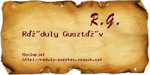 Ráduly Gusztáv névjegykártya